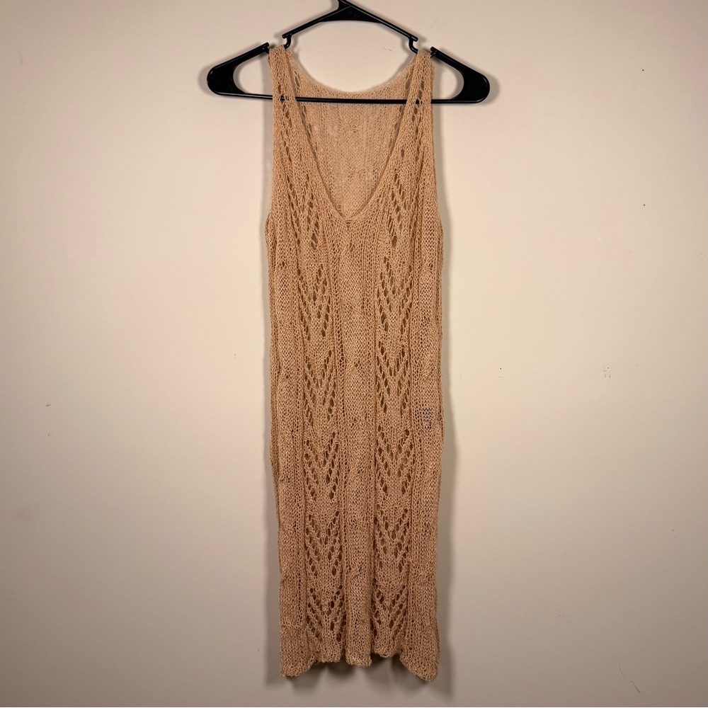Beige Knit Tank Top Dress
